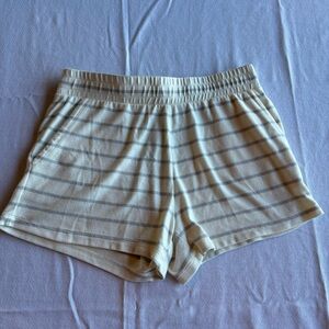 Z Supply Cream and Gray Striped Pajama Shorts